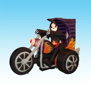 Halloween-inflatables-7 Foot Inflatable Halloween Grim Reaper Driving Motorcycle Yard Decor Halloween inflatable - yard inflatable - 7ft. Grim Reaper